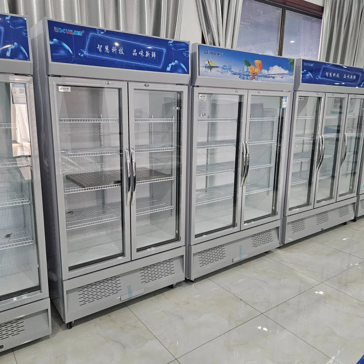 Cola Beverage Cooler Commercial Display 3 Door Vertical Glass Door Freezer Price