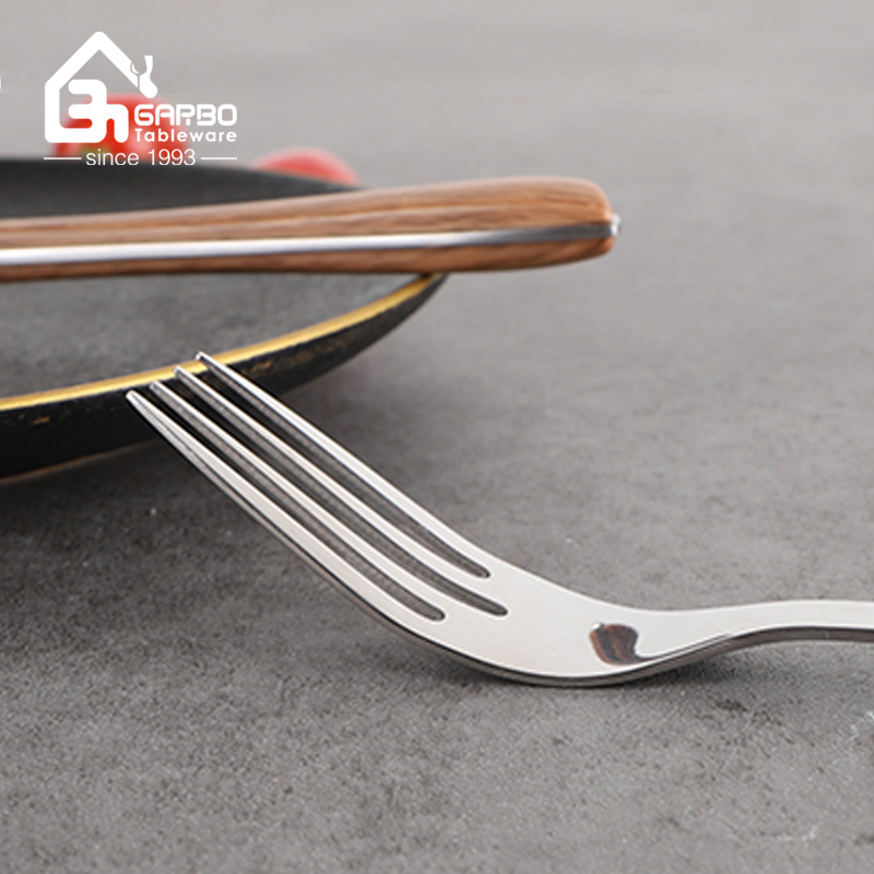 Short Tea Brown Plastic Handle Silver Stainless Steel Fork Food Safe Dessert Fork Restaurant Coffee Shop Serving Fork Flatware Different Types Sizes Available