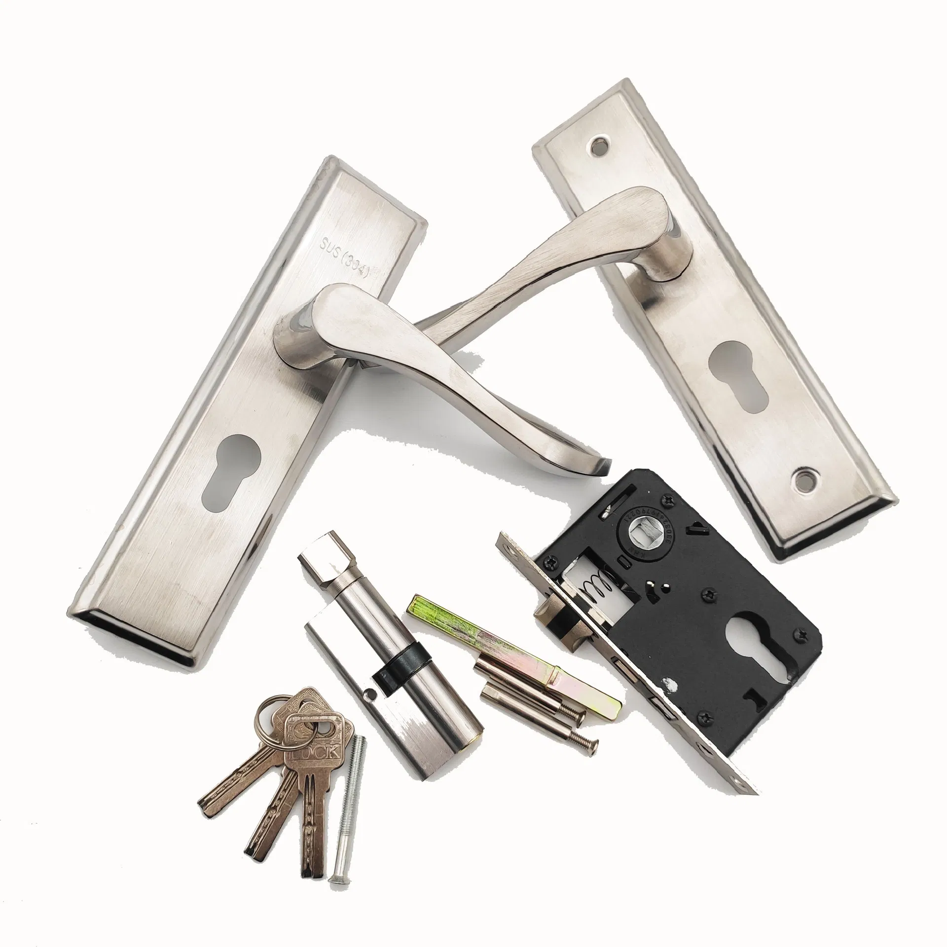 Door and Window Accessories Stainless Steel Adjustable Hole Distance Wooden Door Handle Lock