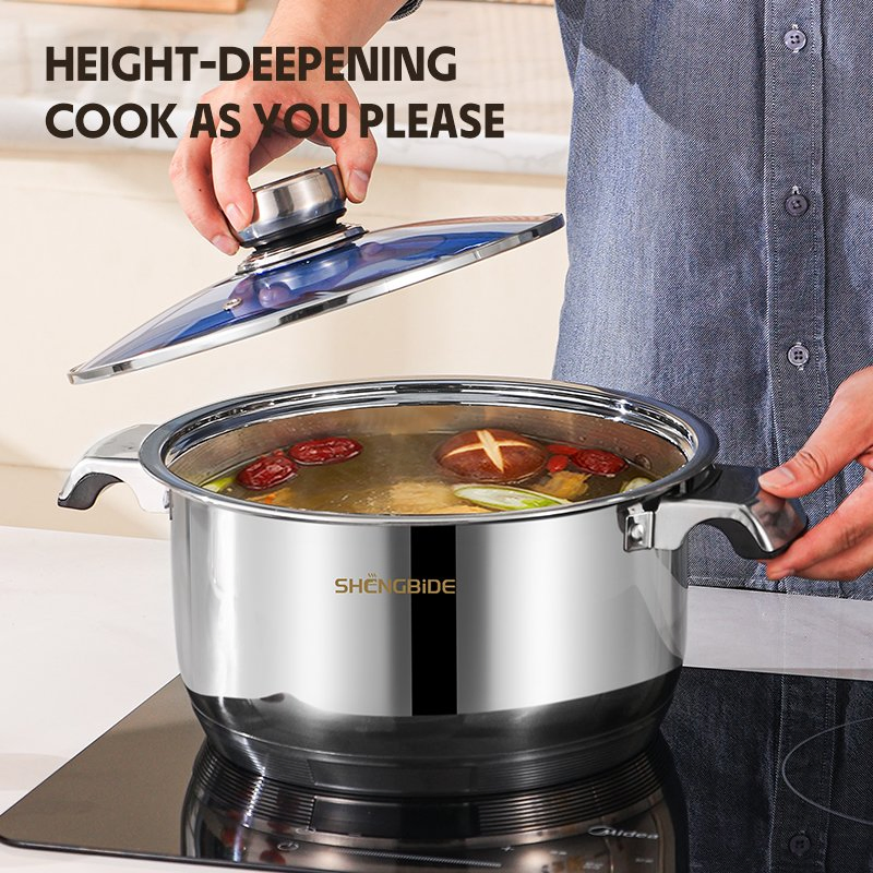 50PCS Stainless Steel Cookware Straight Shape Induction Cookware Set Cooking Pot and Pan with Glass Lid