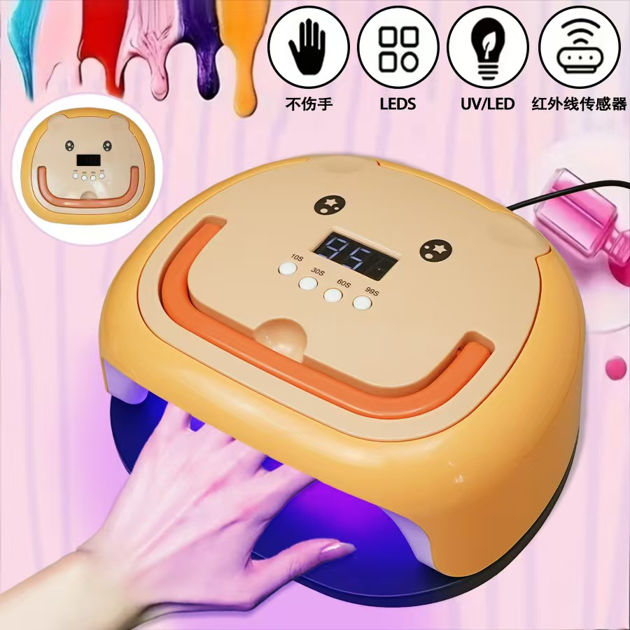 Portable with a Wristband Cute Bear Face 4-Button DIY Plug-in Nail Lamp