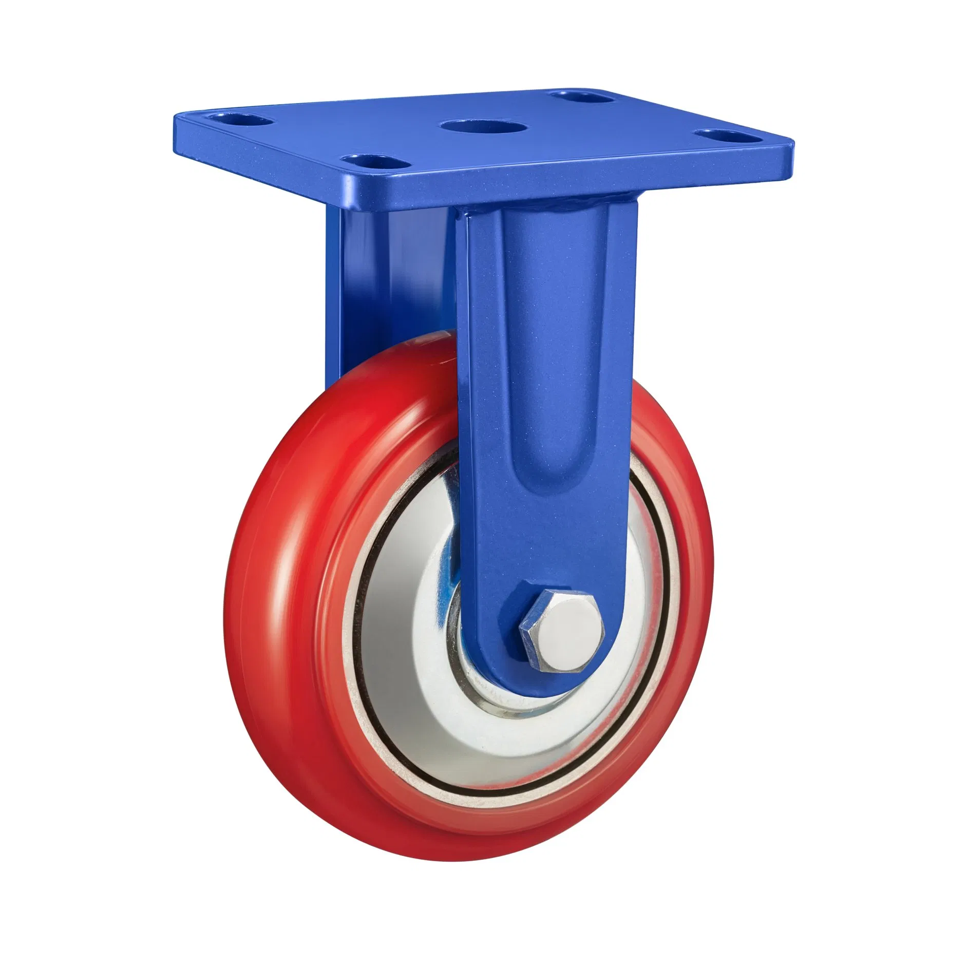 Load 550kg Swivel Cast Iron Red PU Caster with Anti-Winding Iron Lid