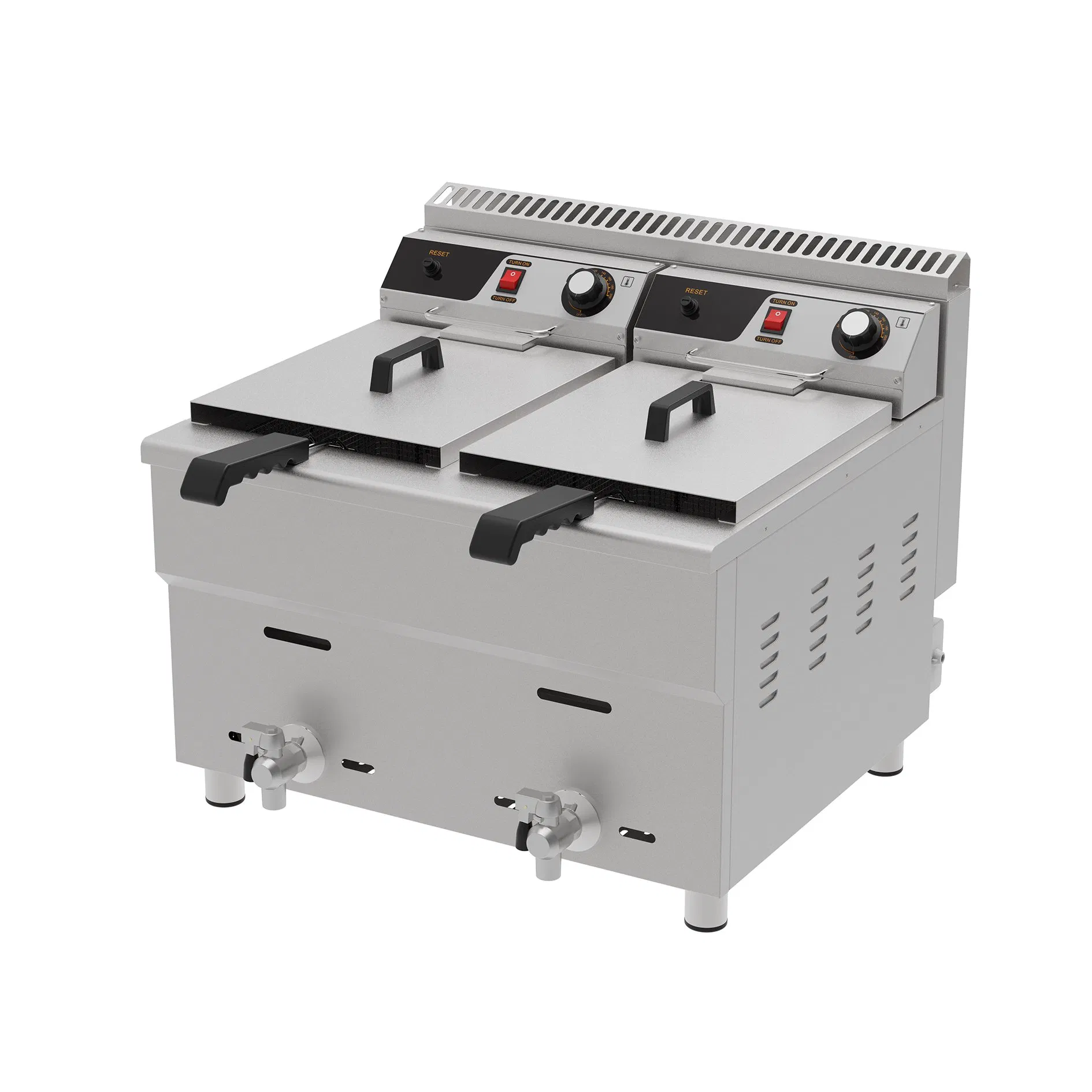 Two Cylinders Big Capacity 36L Gas Deep Fryer Canteen Commercial Use
