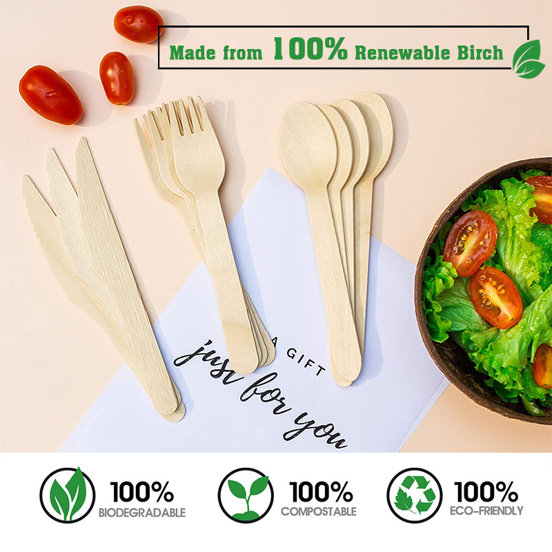 Premium Birch Wooden Forks for Picnics Camping and Outdoor Dining Events