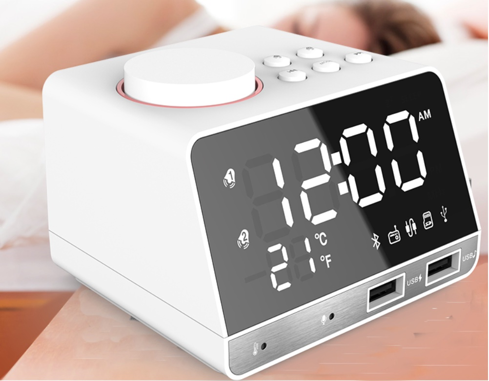 Multi-Function Digital Desk Clock LED Rechargeable Digital Table Alarm Clock