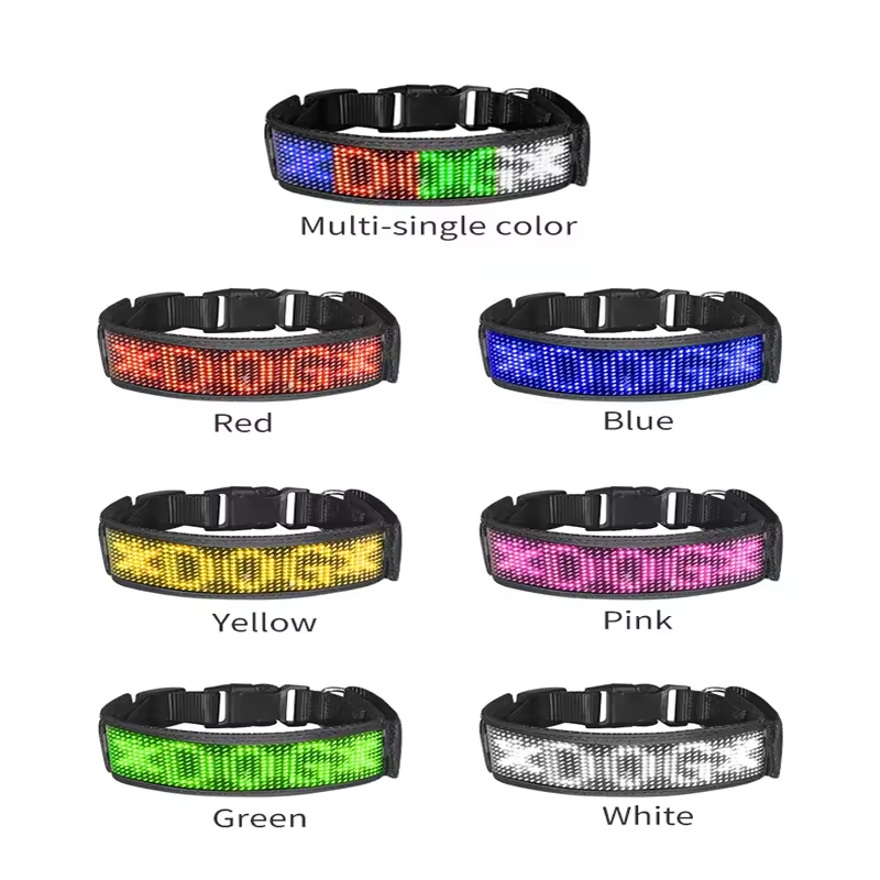 Factory Price Luminous Scrolling USB Rechargeable Flashing LED Pets Band