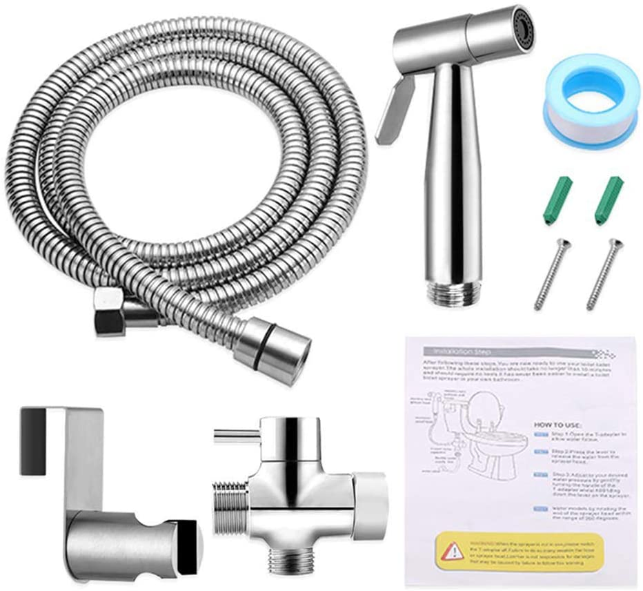 Handheld Bidet Toilet Sprayer Stainless Steel Wall or Toilet Mount