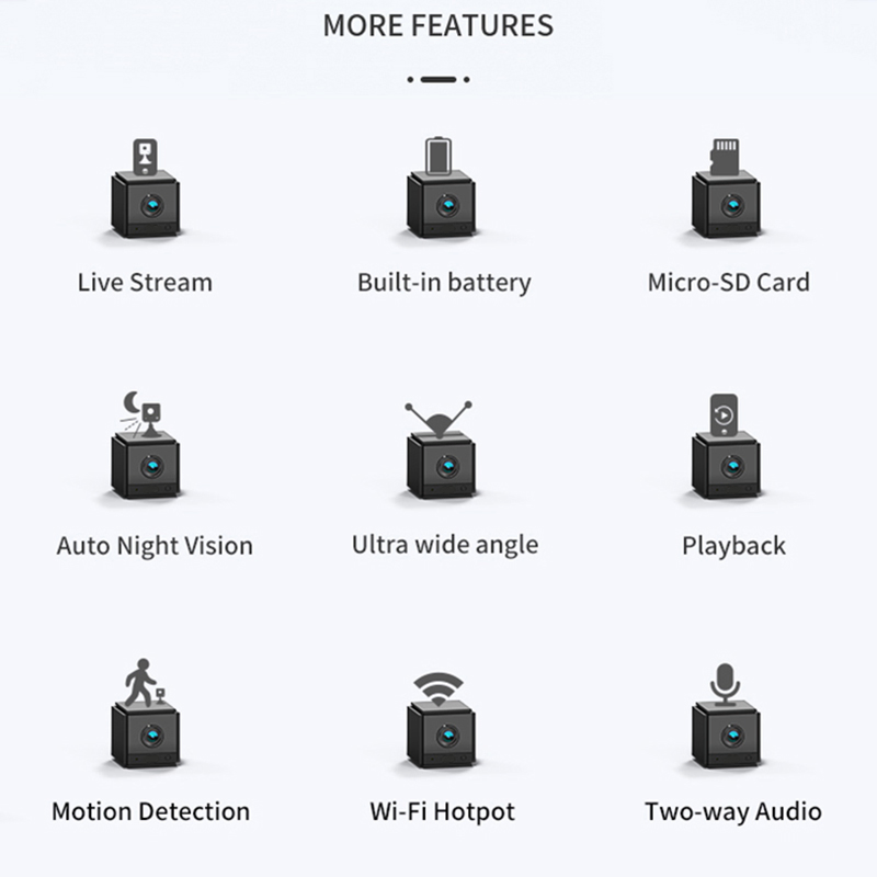 S20 Smart Security Camera - Wireless, Night Vision, 2.4G WiFi, Two-Way Audio, Black