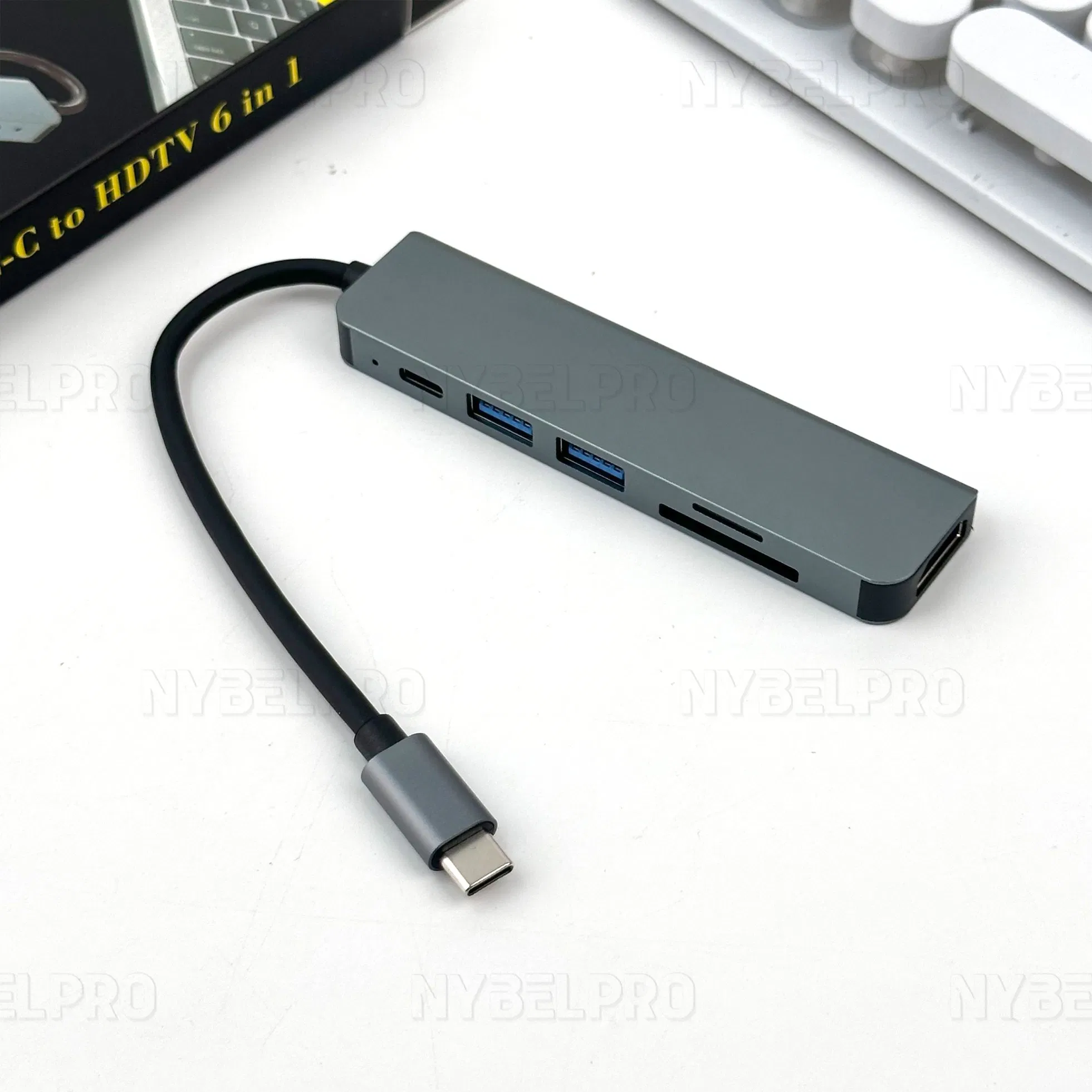 Док-станция 6 в 1 USB-C с быстрой зарядкой
