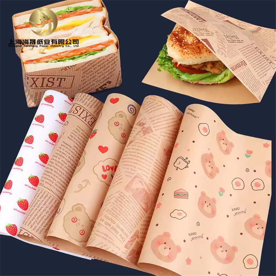 Eco Friendly Recyclable Stable Quality Fast Food Safe Hamburger Wrapping Paper