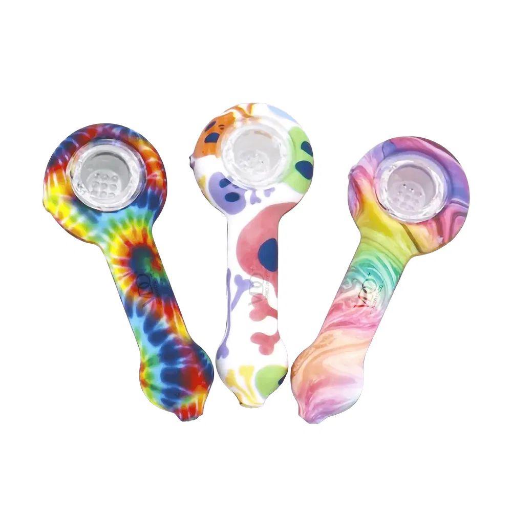 Silicone Oil Burner DAB Pipes Herb Tobacco Smoking Pipe Multi-Function with Wax Dabber Tool Glass Bowl