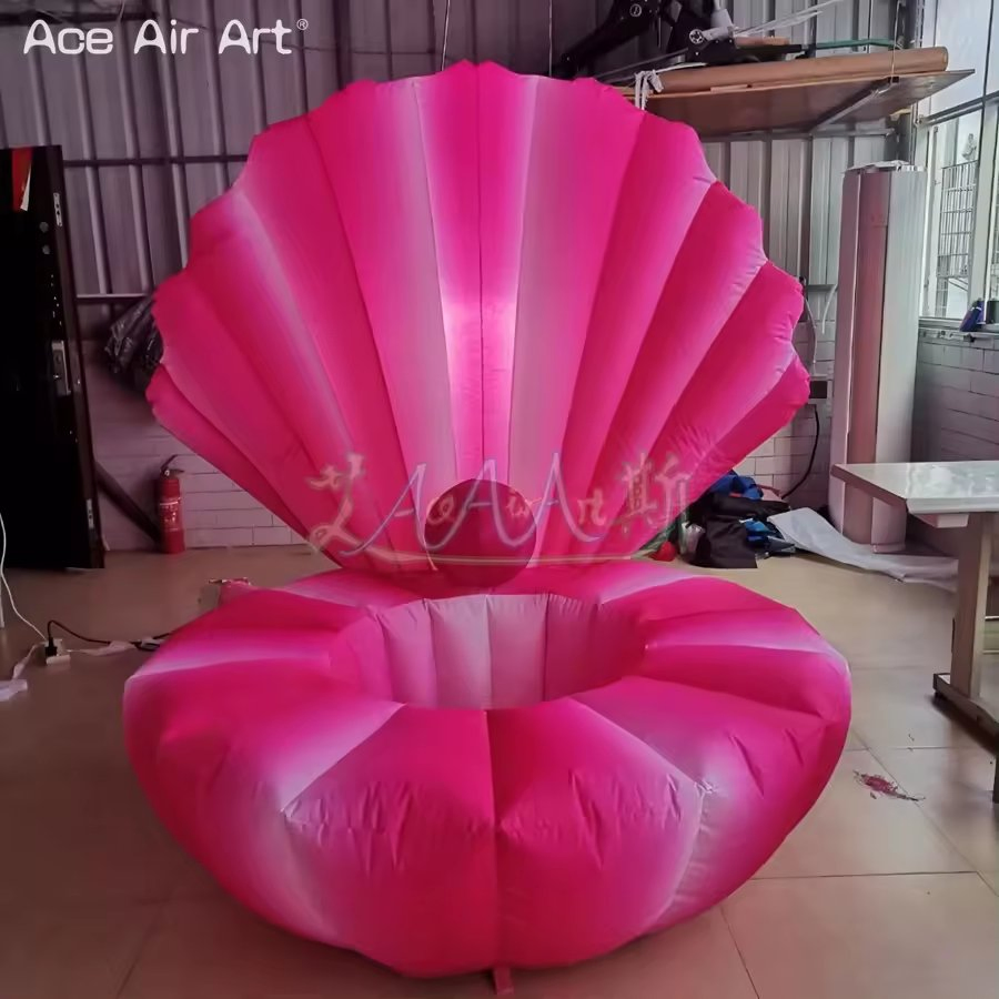 Giant Inflatable Sea Shell with Color Change LED Light Air Blow Ocean Animal Clam Wedding Nightclub Performance Decoration Props
