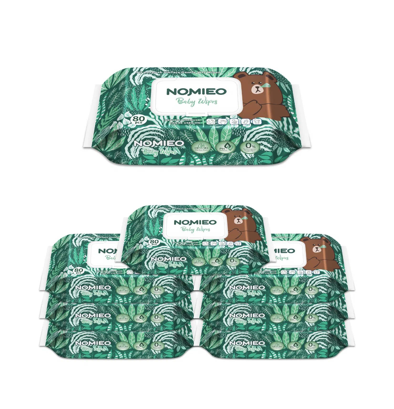 Organic Natural Cleans & Moisturises Skin Nomieo Wet Wipes Eco-Friendly