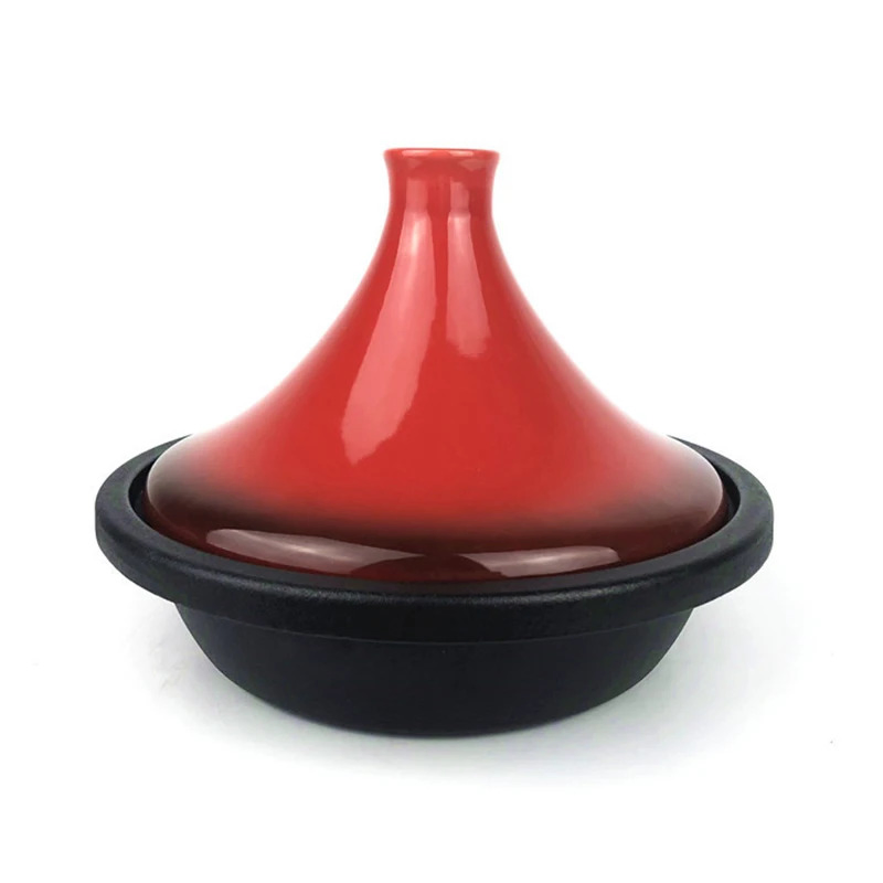 Тажин 24 см с керамической крышкой, чугунная эмалированная кастрюля