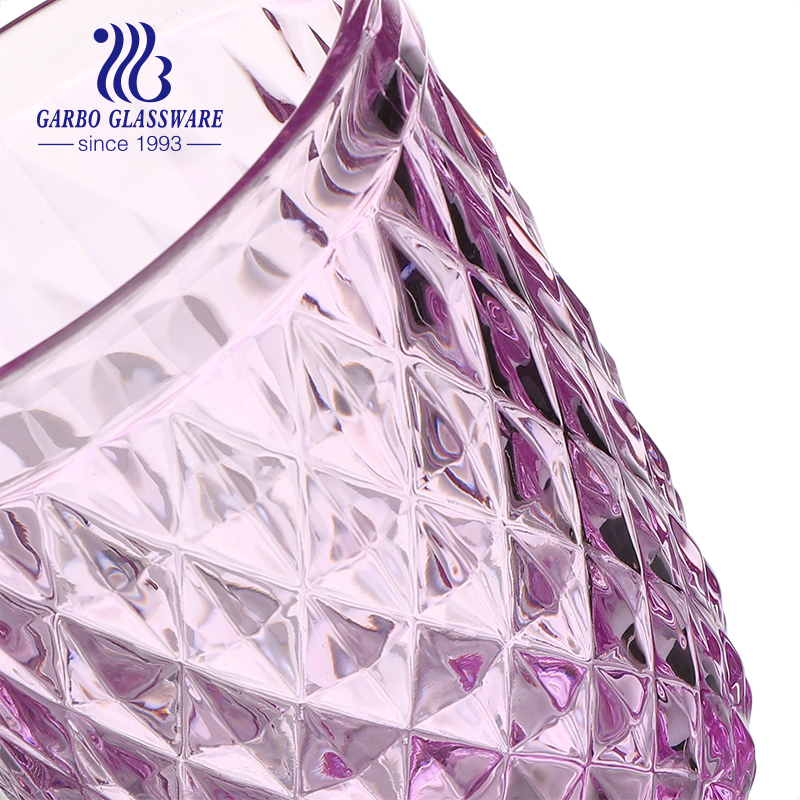 China Factory Colored Diamond Pattern 8.5oz Glass Tumbler Drinking Engraved Glass Tumbler Juice Glasses Water Colored Glass Tumbler