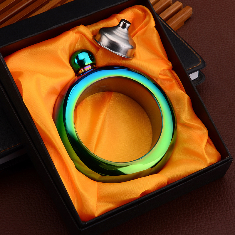 3.5oz Bracelet Hip Flask Stainless Steel Round Portable Alcohol Whiskey Wrist Flask