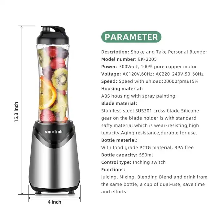 Fashionable 300watt Mini Single Sport Blender with FDA Approved