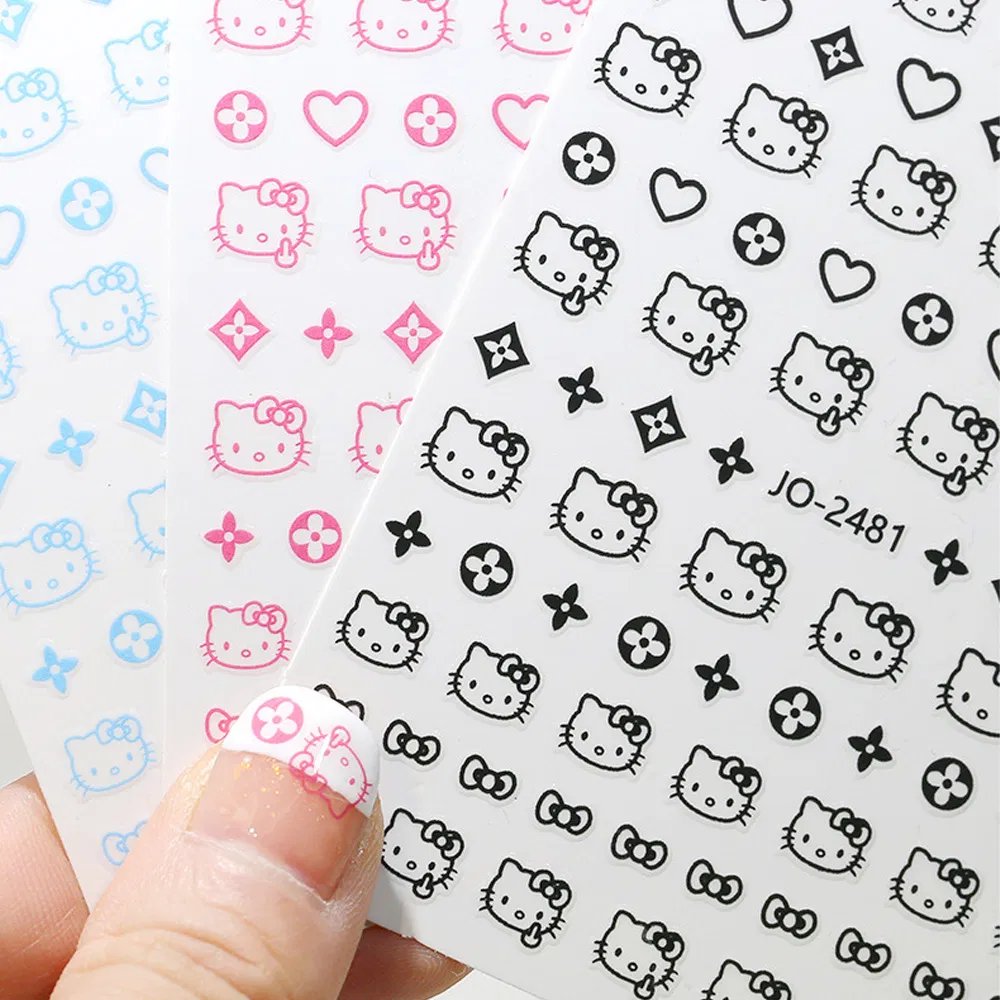 Cute Cartoon Kitty 3/5D Nail Art Supplies Decals Cat Head Manicure Foil Nails Stickers Decoration Product