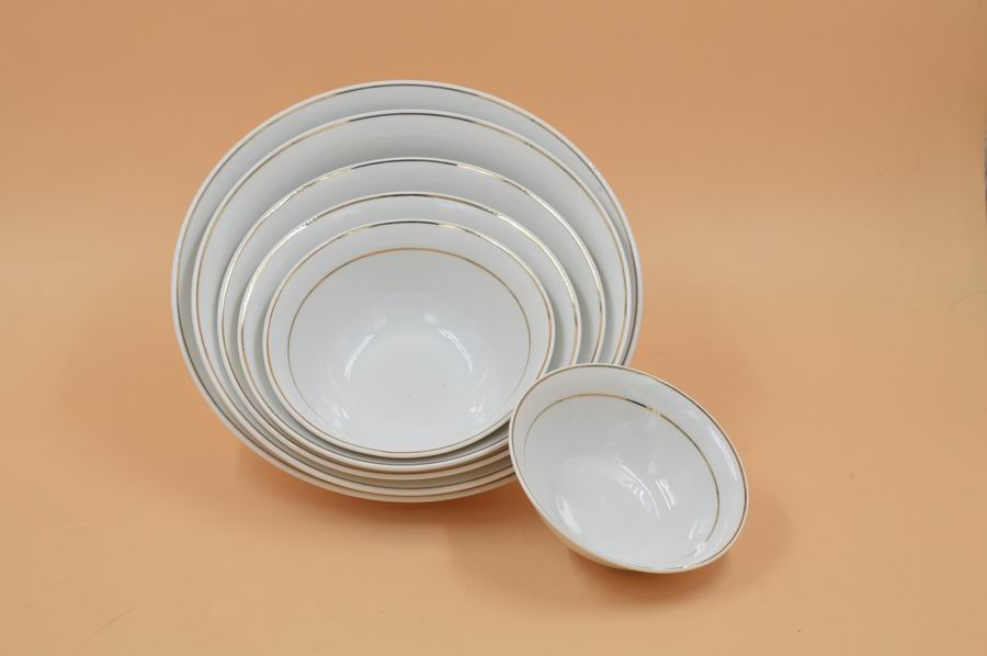 5-10 Inch Salad Bowl with Ggk Golden Line Porcelainware Ceramics Tableware