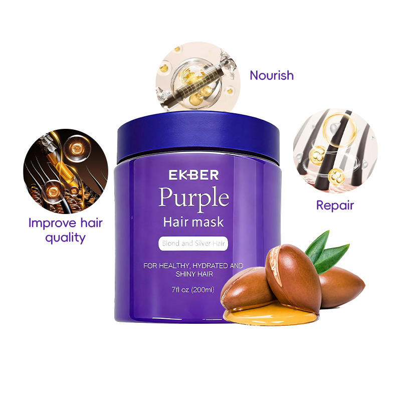 Organic Purple Hair Mask Hair Treatment Moisturizing Natural Professional Repair Keratin Collagen Biotin Purple Hair Mask