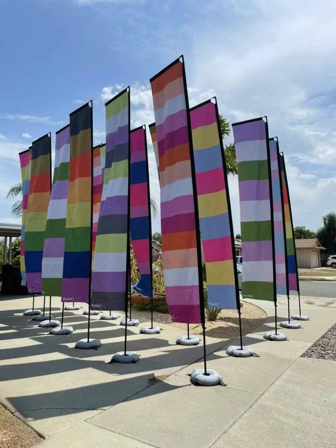 Fiberglass Poles Stainless Steel Base Flying Banner Teardrop/Feather/Square Beach Flag for Tradeshow