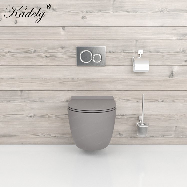 Factory Price One Piece Wall Mounted Toilet Matte Black Ceramic Wc Rimless Toilet Sanitary Ware Watermark Toilet Bowl Bathroom Single Flush Wall Hung Toilet