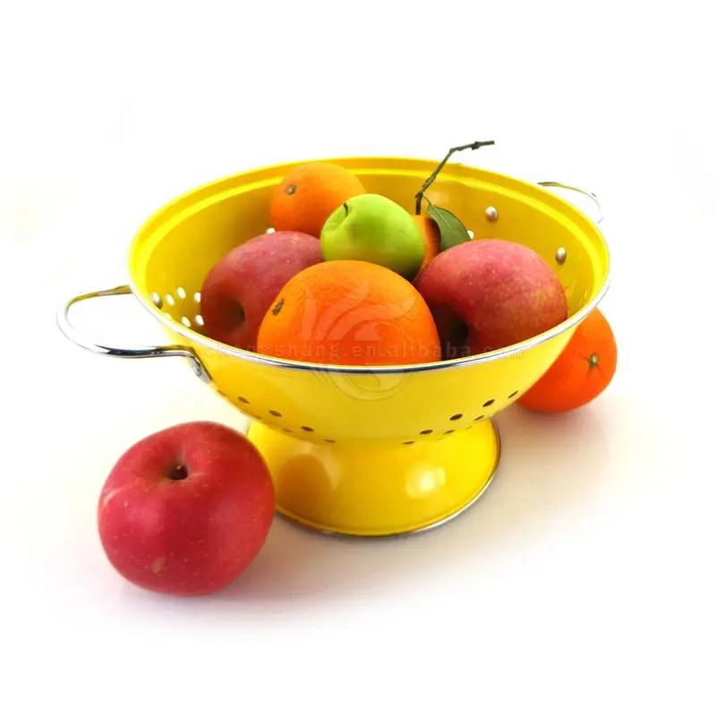 Colored Powder Coating Fruit Basket Metal Colander Stainless Steel Fruit Vegetable Strainer