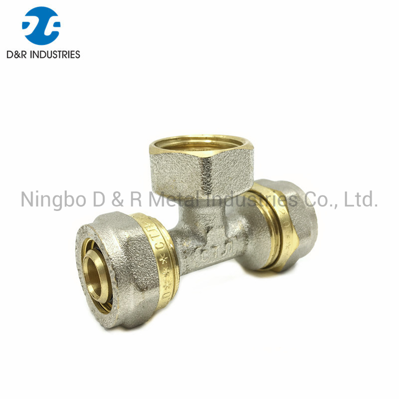 Brass Compression Fittings Copper Tee for Pex Al Pex Pipe