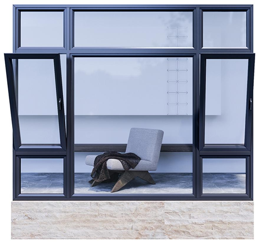 Neo Glazed Toughened Glass for Insulation Rain Wind Resistance Aluminium Casement Window