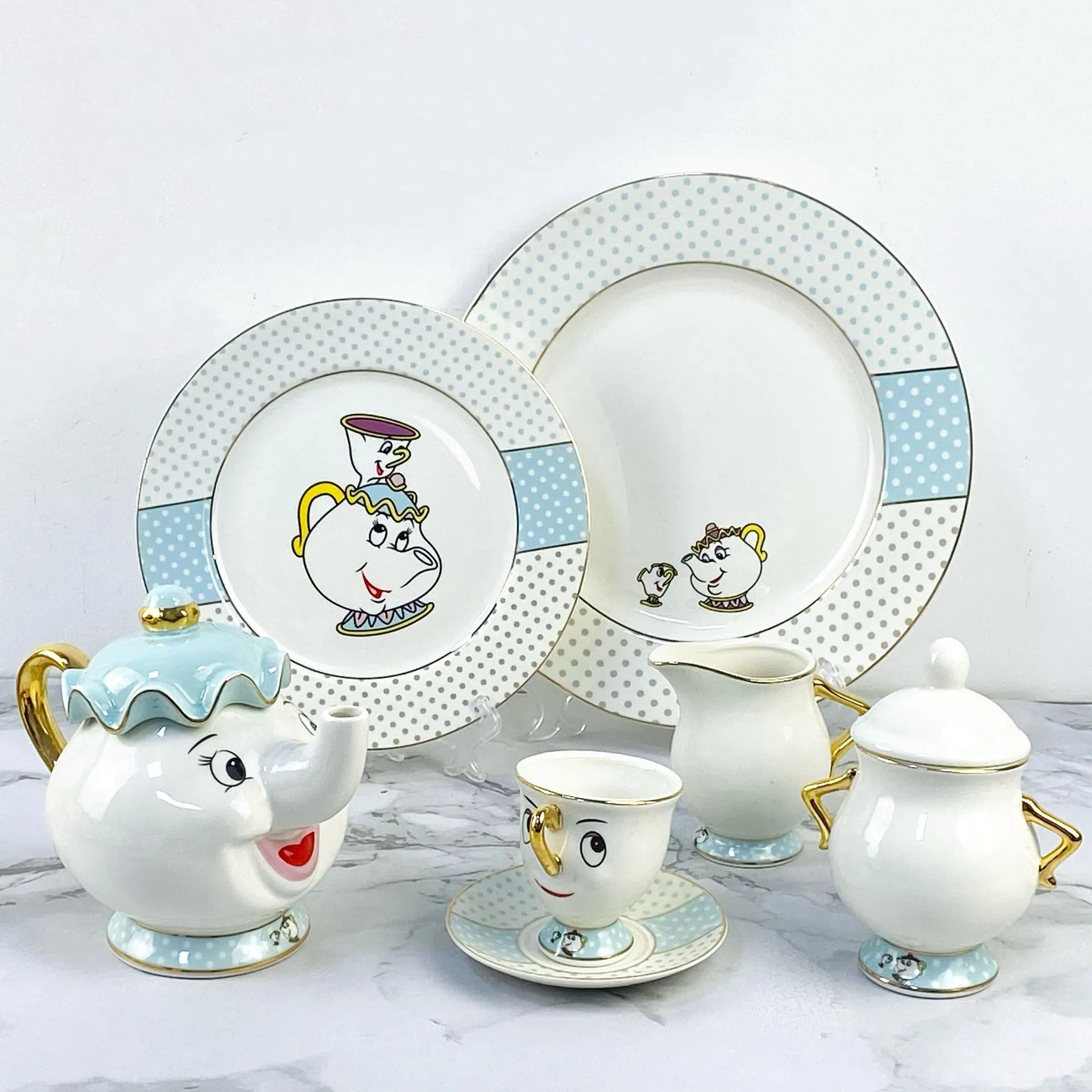 Чайный набор с чайником, чашками и блюдцами BL30035