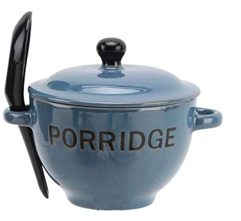 Ceramic Porridge Cereal Bowl with Lid and Spoon Set Gift