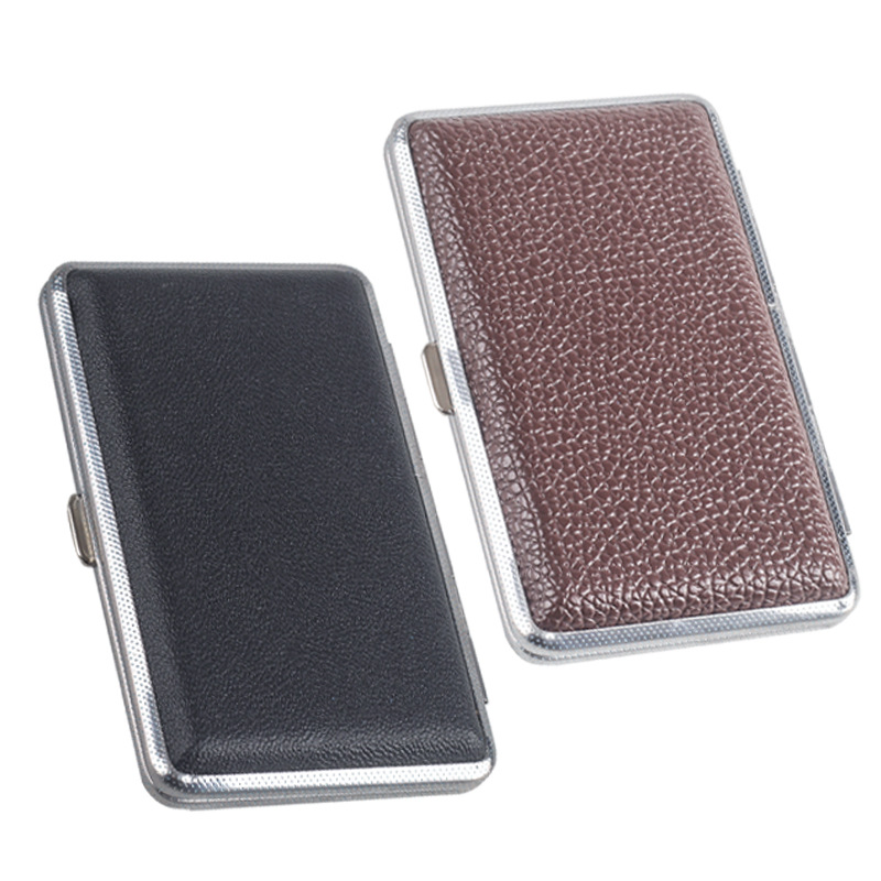 Ea177 Slim Metal Waterproof Leather Personalized Box Custom Cases Waterproof Metal Vintage Holder Luxury Cigarette Case