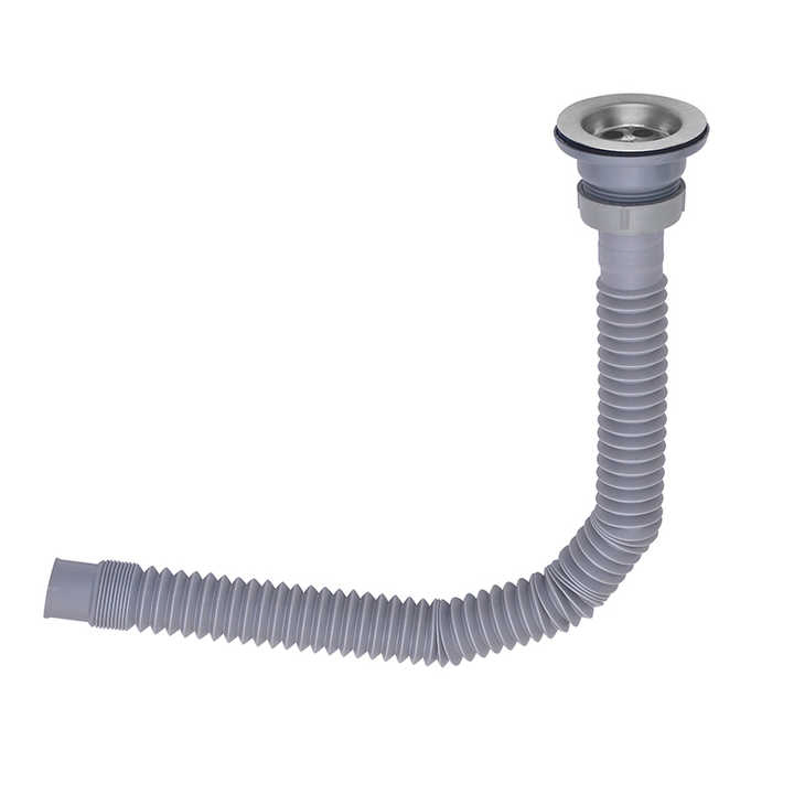 Single Bowl Sink Drainer with Overflow Pipe Sanitary Ware Flexible Stainless Steel Kitchen Round Waste Sink Strainer