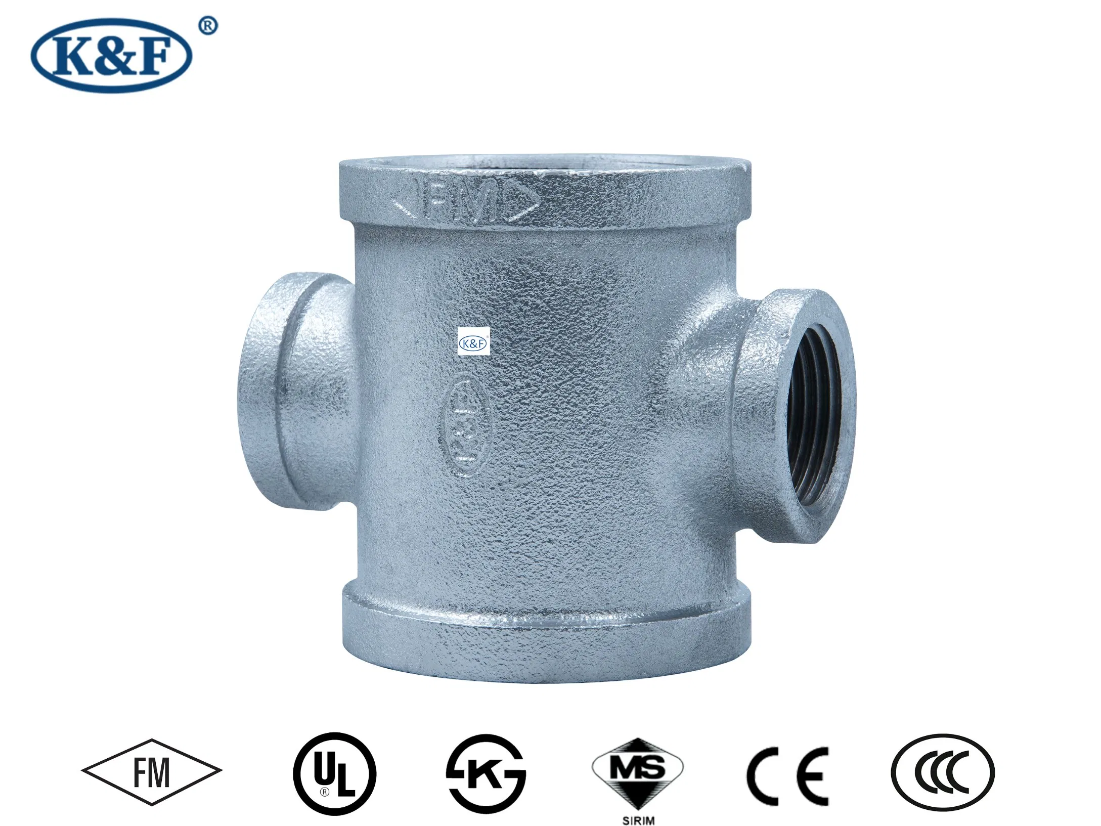 Kanaifu Malleable Cast Iron Galvanized Reducing Pipe Fitting Cross for Fire Fighting