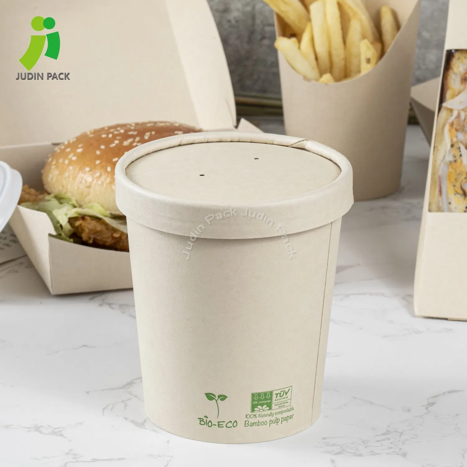 Disposable Food Grade Kraft Paper Soup Cup with Customized Print