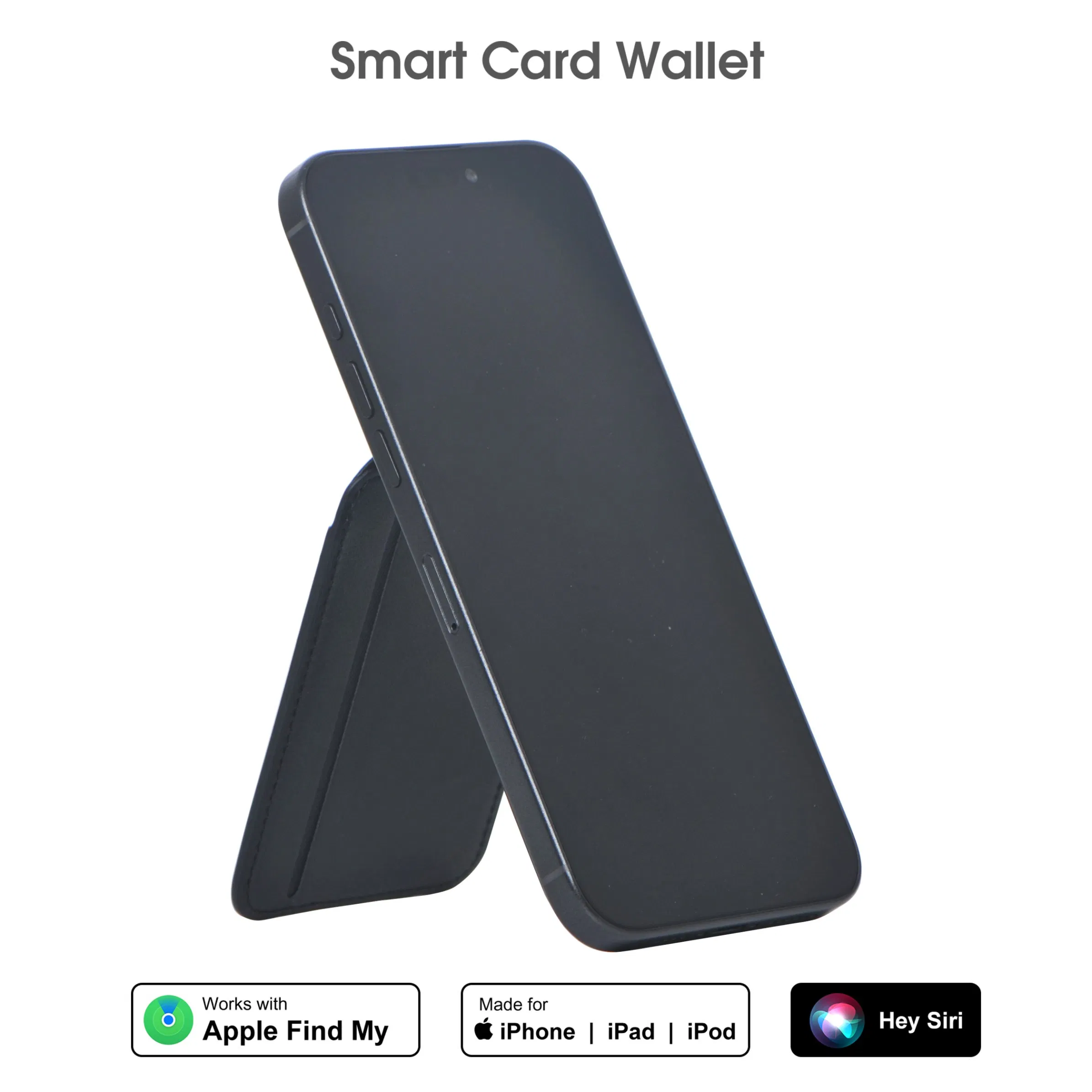 Find My 2025 GPS Location PU Leather Magnet Smart Phone ID Card Holder Wallet External Slot Pocket for iPhone with Magsafe