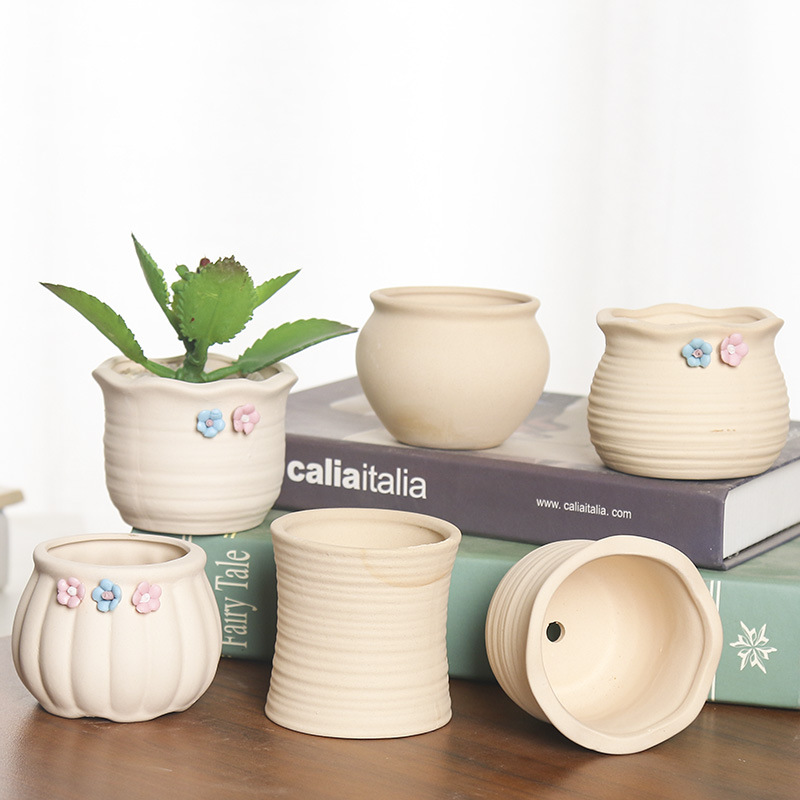 Горшок керамический с искусственным растением настольный