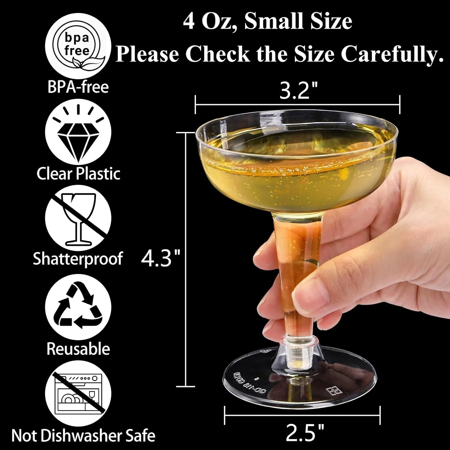 Plastic Champagne Coupe 4 Oz Champagne Glasses Cocktail Glasses