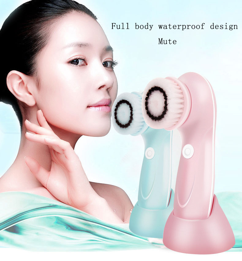 4 in 1facial Cleansing Brush 3D Skin Care Beauty Massage Silicone Electric Multifunctional Cleanser Facial Brush Set