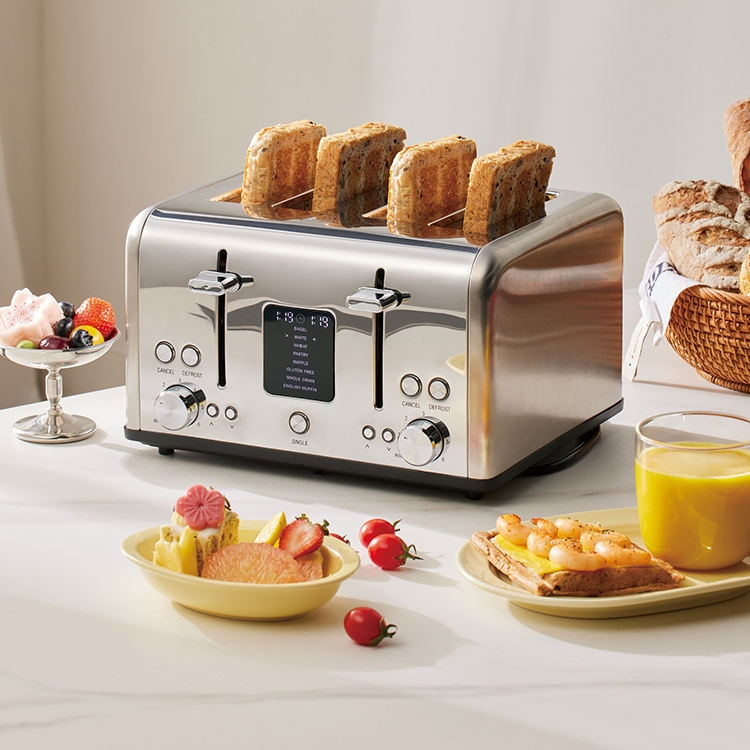4 Slice Toaster, modern Deisgn with Function and Timer Count-Down Display