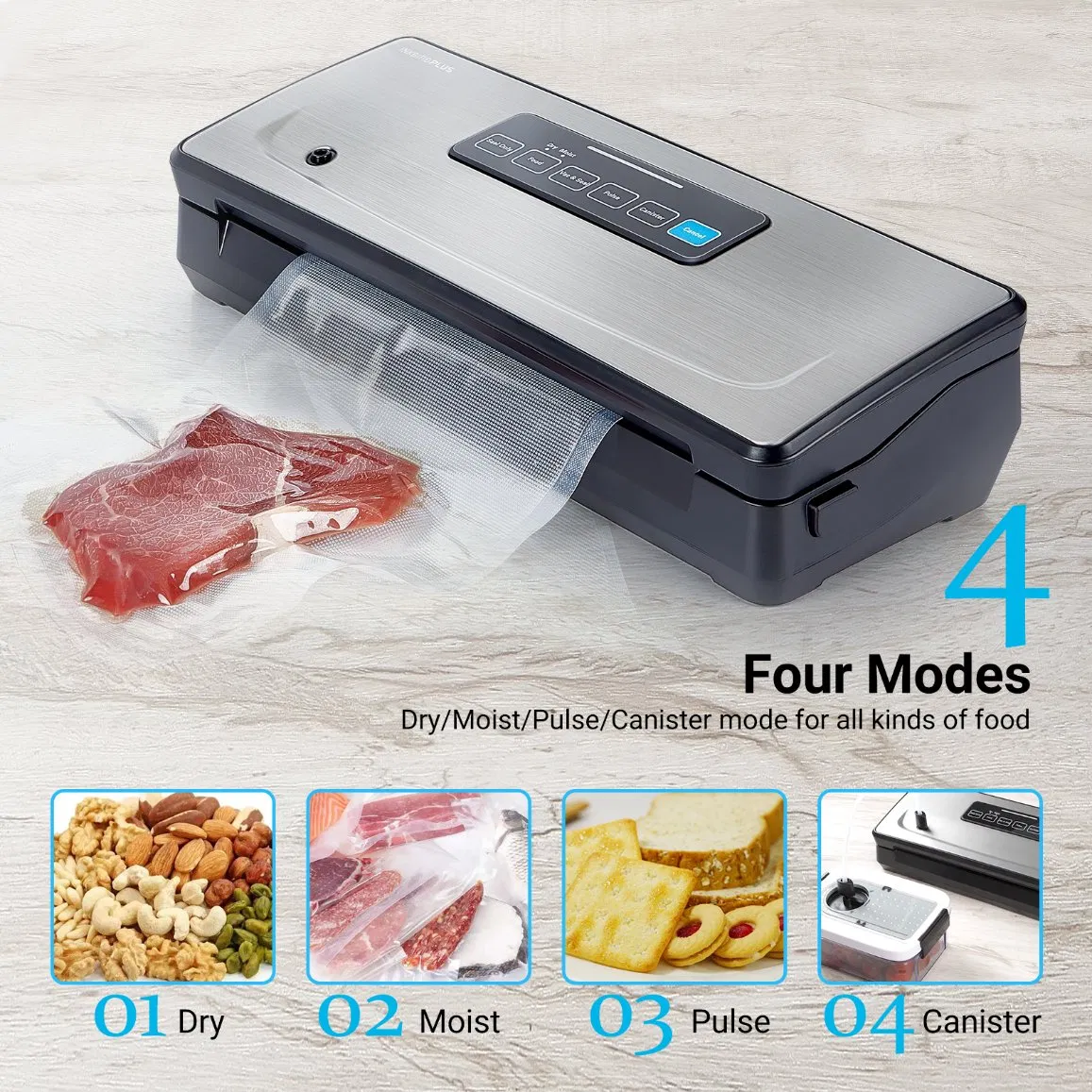 Inkbirdplus Ink-Vs02 High-Efficiency Household Food Storage Vacuum Sealer