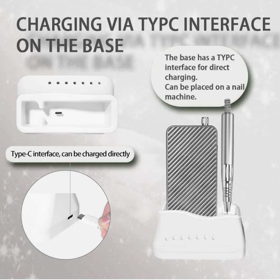 Portable Electric Polisher Manicure Sander Professional Cordless Rechargeable Nail Drill with Bits