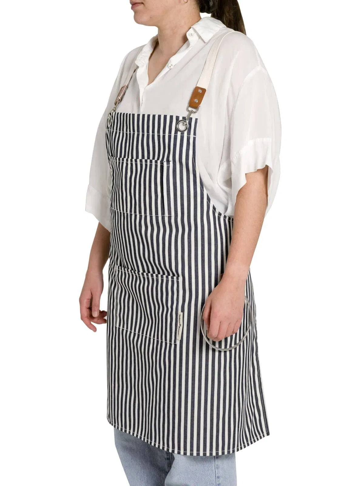 Wholesale Chef Adjustable Shoulder Strap Canvas Striped Apron for Camping