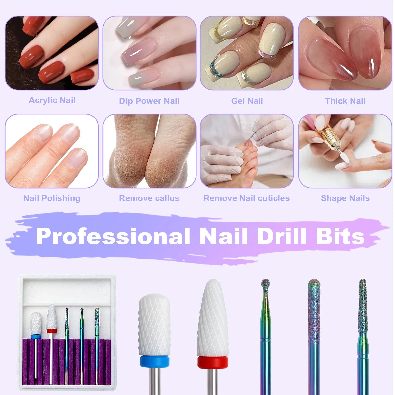 New Style 5PCS Nail Drill Bits Set for Salon Home Nail Care