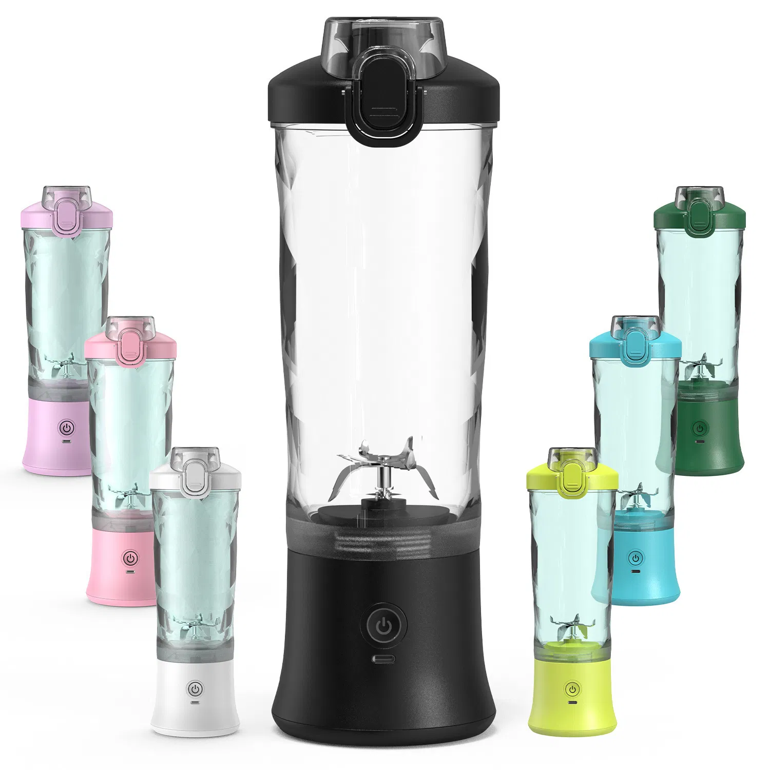 Portable Blender 6 Blades ABS Housing Stainless Mixing USB/Battery Shakes Smoothies Milk Outdoor Hotel Use Push Button Heating