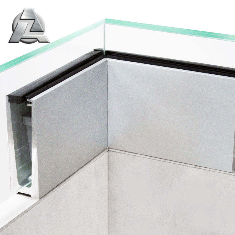 Outdoor Anodized Extruded Aluminum Alloy U Channel Track Balcony Frameless Glaze Glass Railing