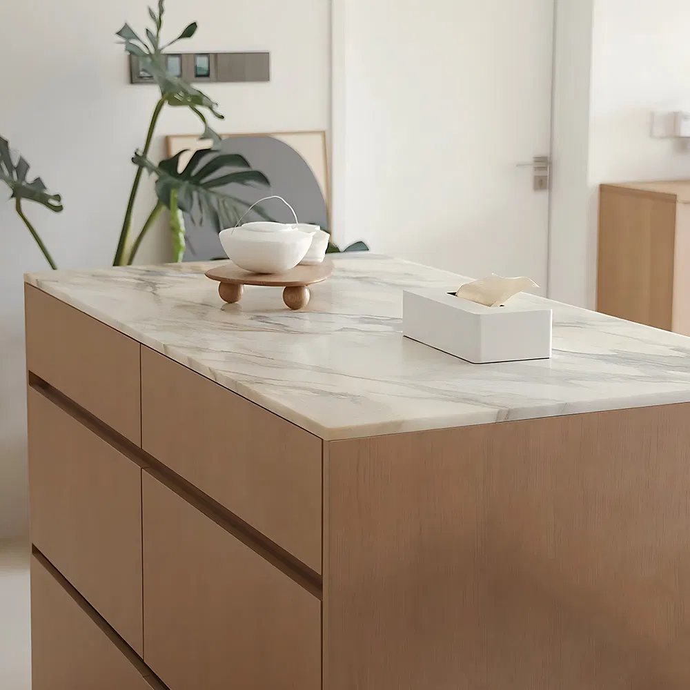 Modern Solid Surface Kitchen Furniture with Stylish Island and Countertop
