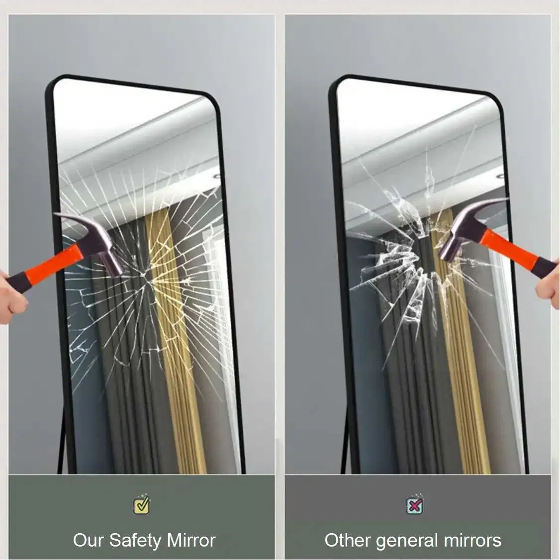 Full Body Mirror Rounded Rectangular Framed Mirror Room Fitting Mirror Can Be Hung Note Choose Frame Colour Broken Compensation