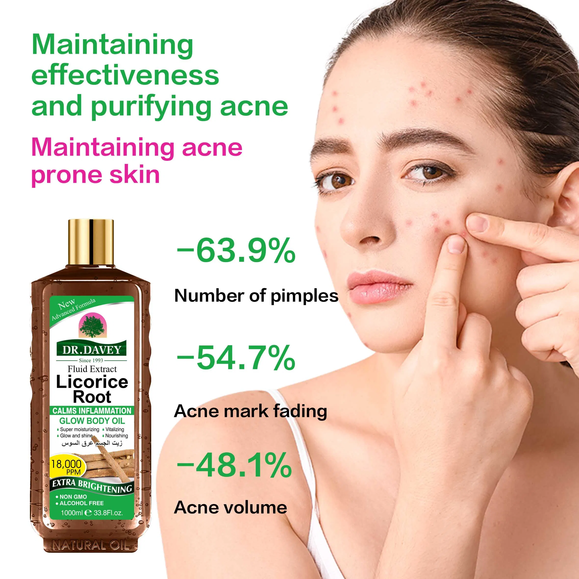 Dr. Davey Licorice Root Glow Body Oil 1000ml for Even Skin Tone & Healthy Glow