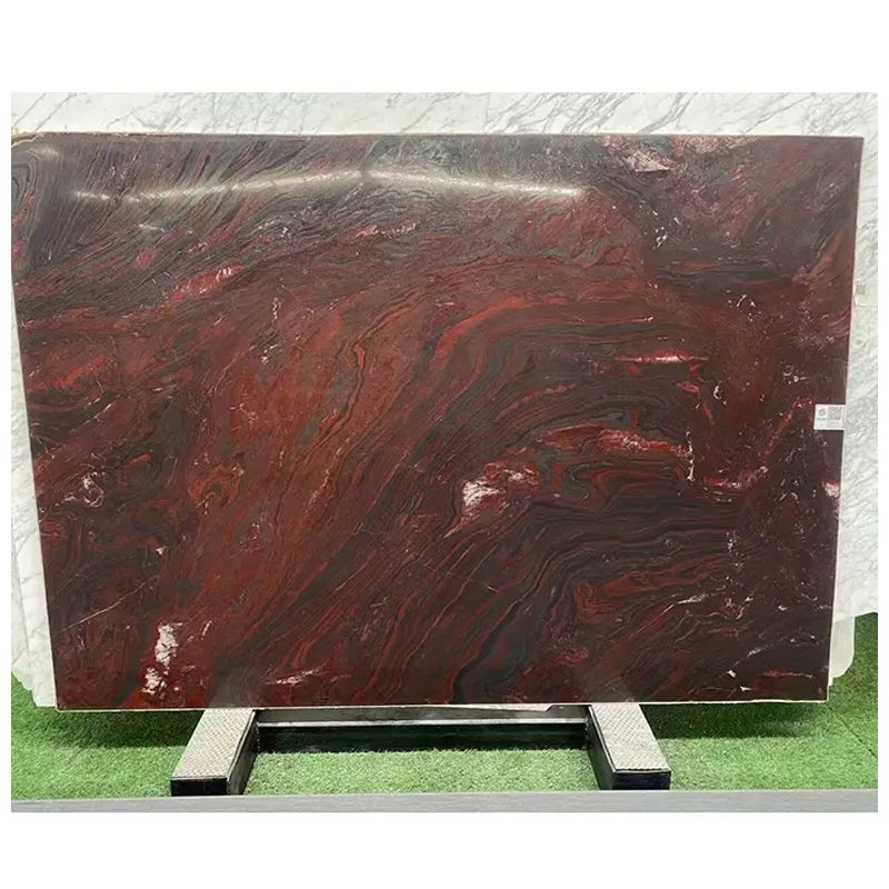 Brazilian Iron Red Exotic Quartzite Leathered Slabs